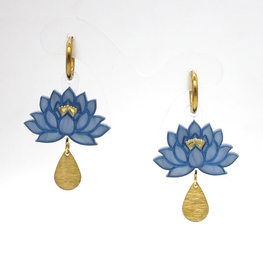 Preorder Blue Lotus Earrings - Light