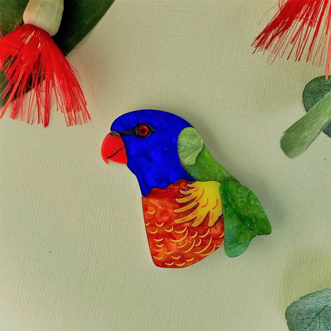Preorder Rainbow Lorikeet brooch