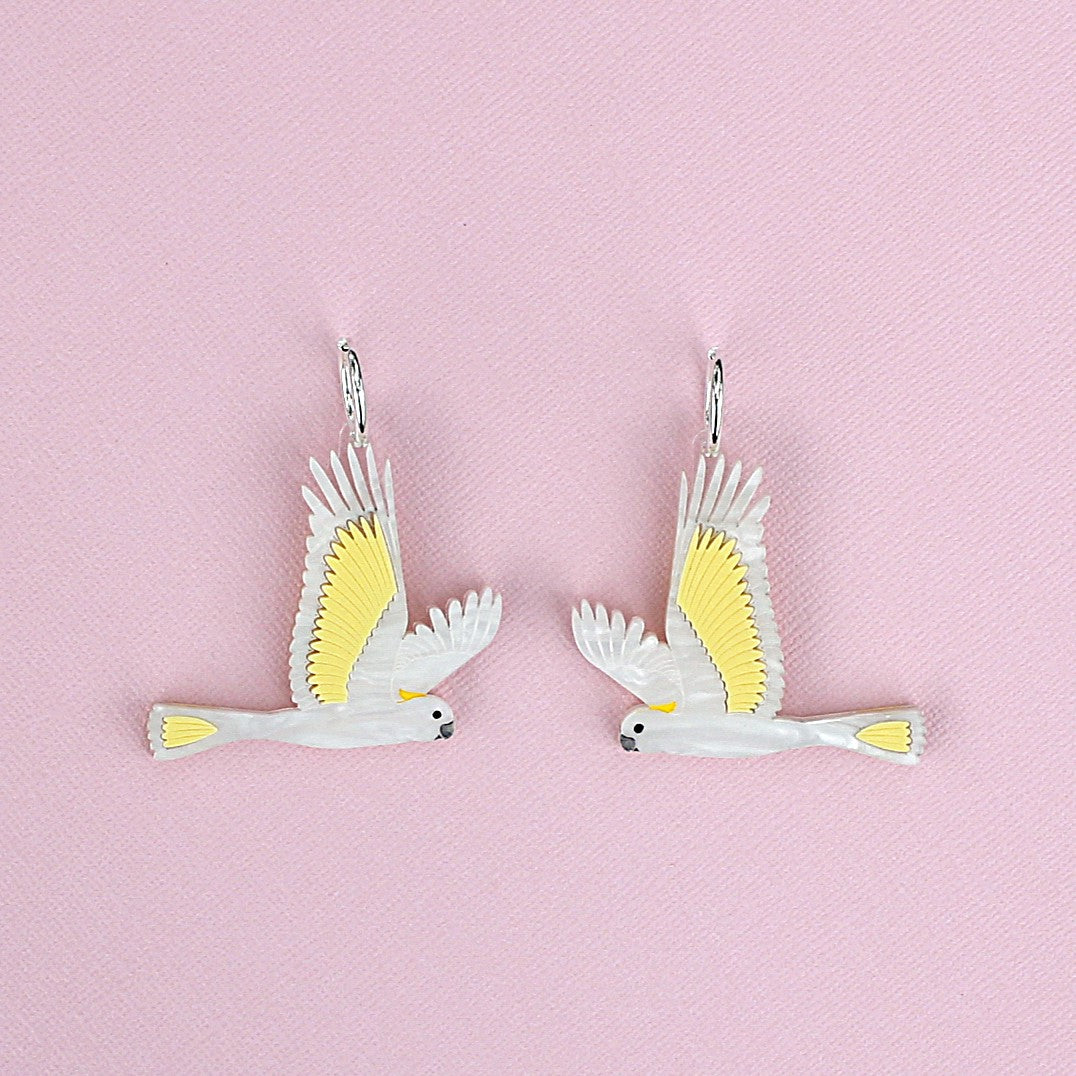 Sulphur Crested White Cockatoo earrings