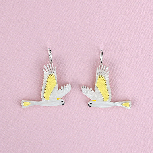 Sulphur Crested White Cockatoo earrings