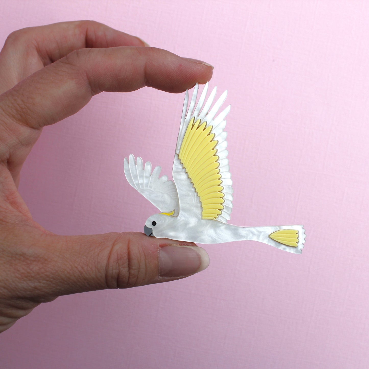 Sulphur Crested White Cockatoo brooch