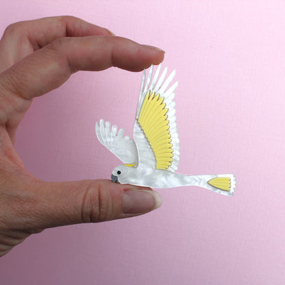 Sulphur Crested White Cockatoo brooch