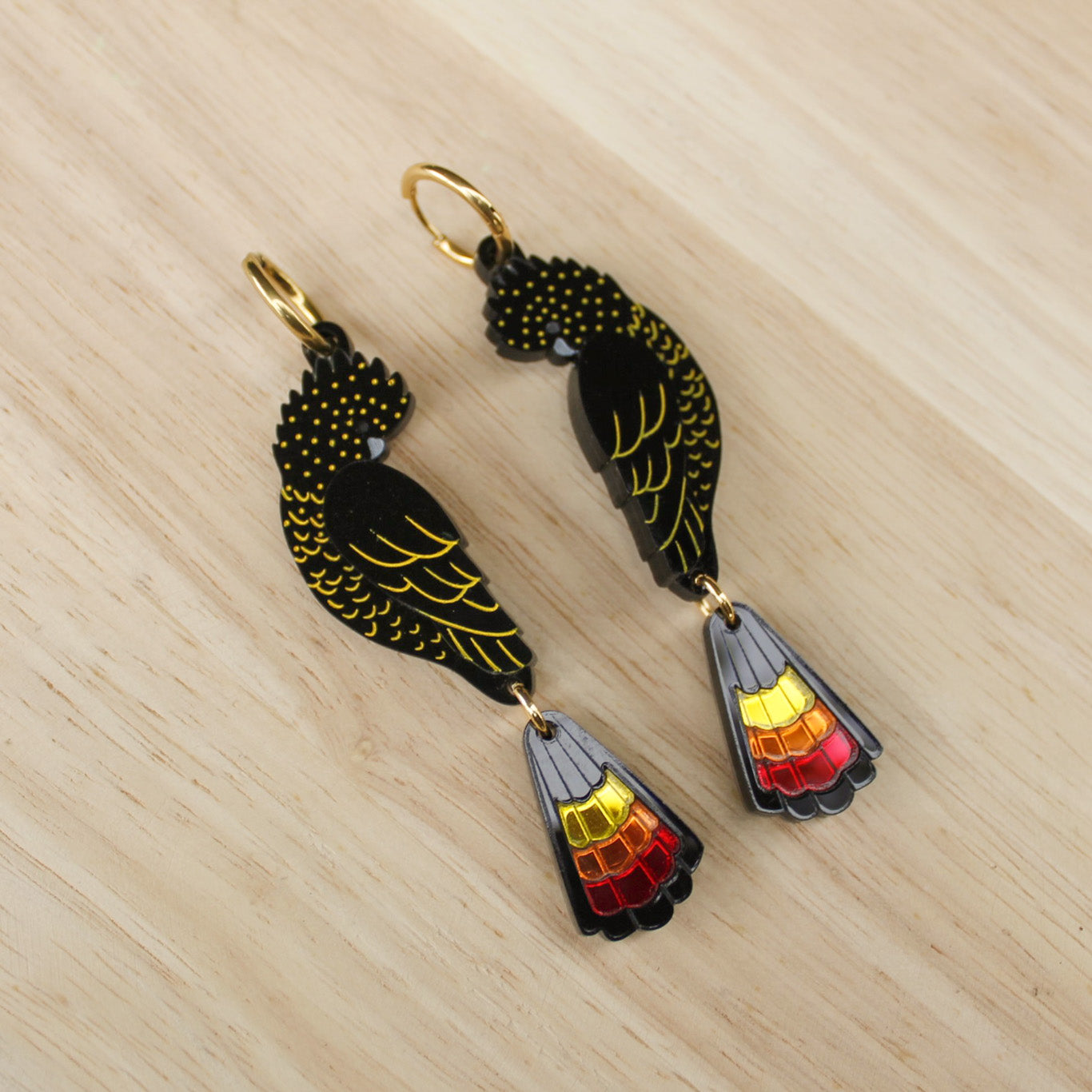 Red-Tailed Black Cockatoo Statement Earrings