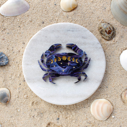 Lunar Blue Crab Brooch