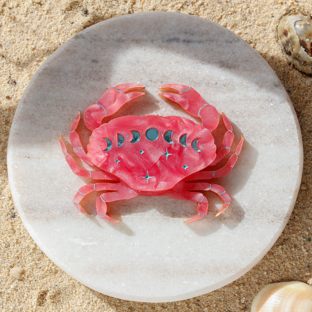 Lunar Pink Crab Brooch