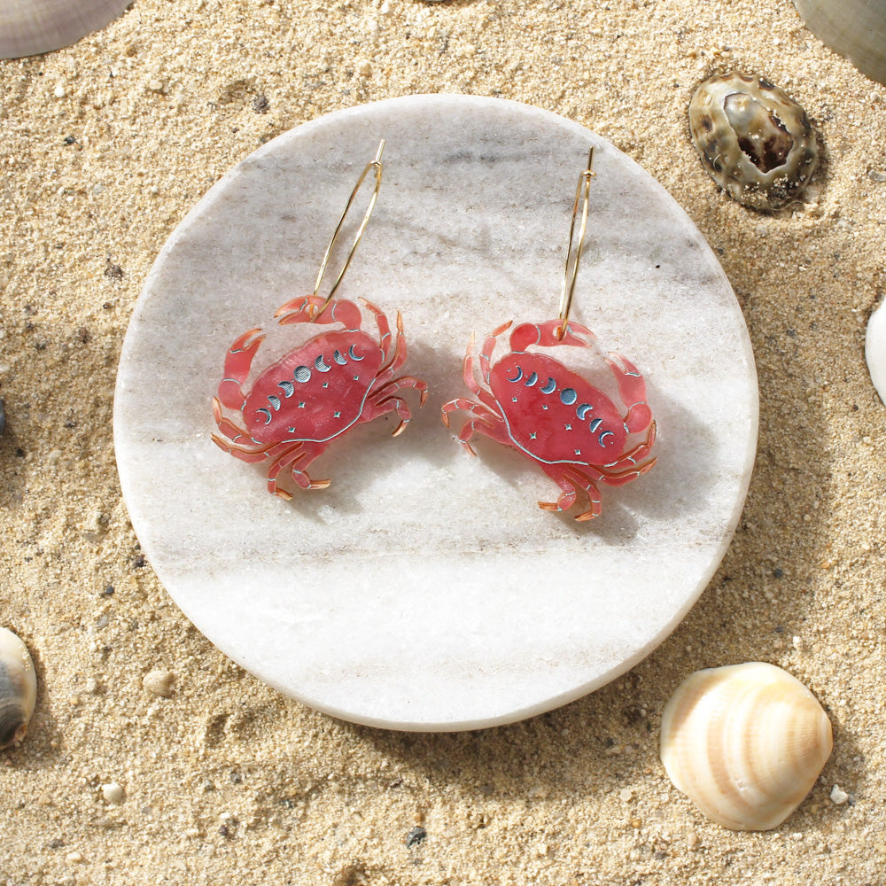 Lunar Pink Crab Earrings