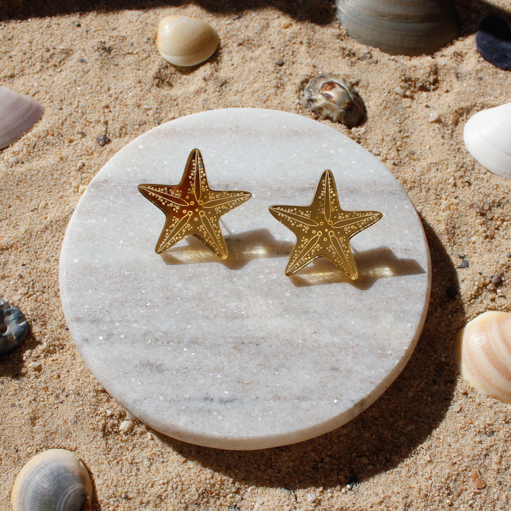 Starfish Statement studs - Gold Mirror