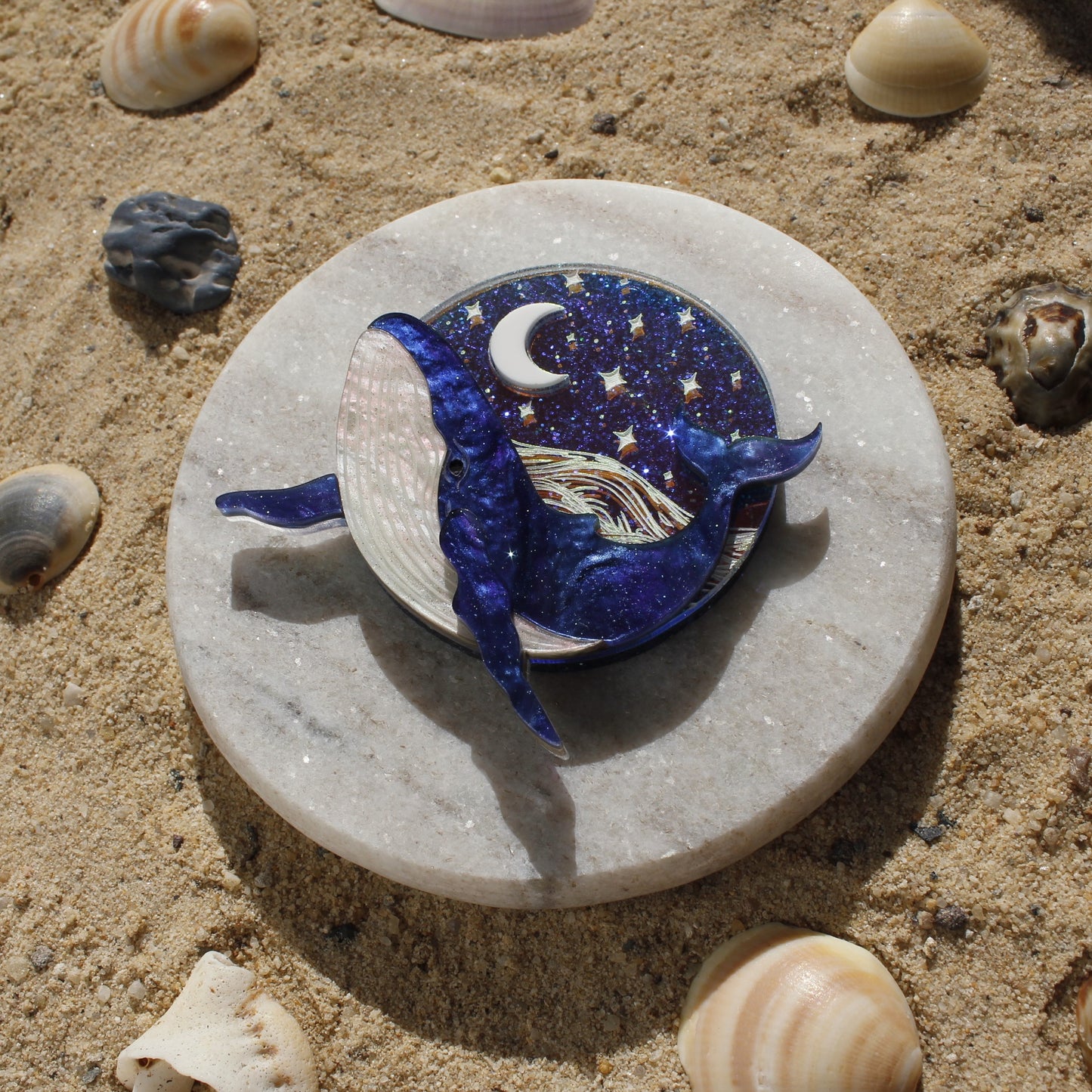 Midnight Whale Brooch