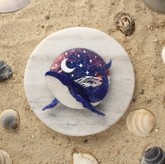 Midnight Whale Brooch
