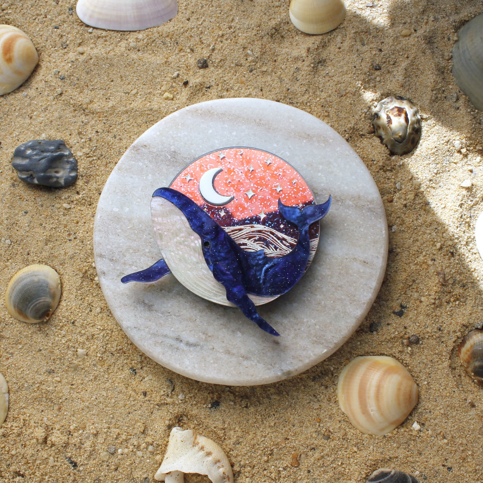 Midnight Whale Brooch | Blue Raven Designs | Australian Made Jewellery