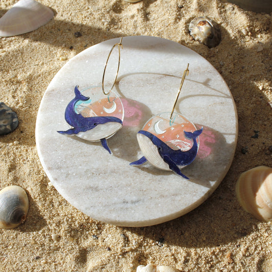 Midnight Whale Earrings