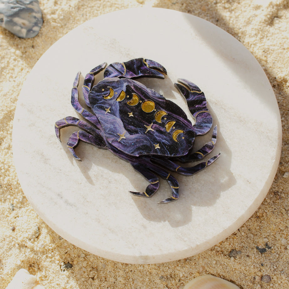 Lunar Blue Crab Brooch