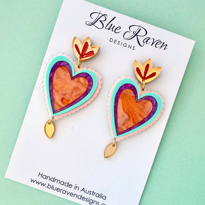 Mexican Style Heart Earrings