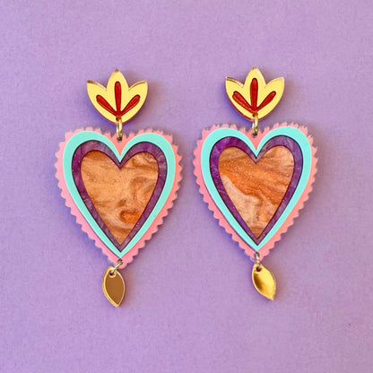 Mexican Style Heart Earrings