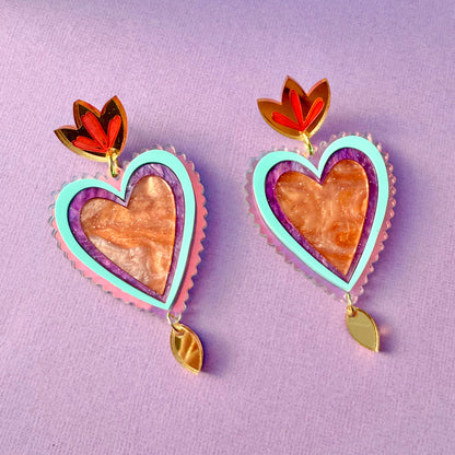 Mexican Style Heart Earrings