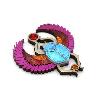 Preorder Winged Scarab Brooch - GPink/Red