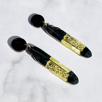 Yellow Tail Black Cockatoo Feather Earrings