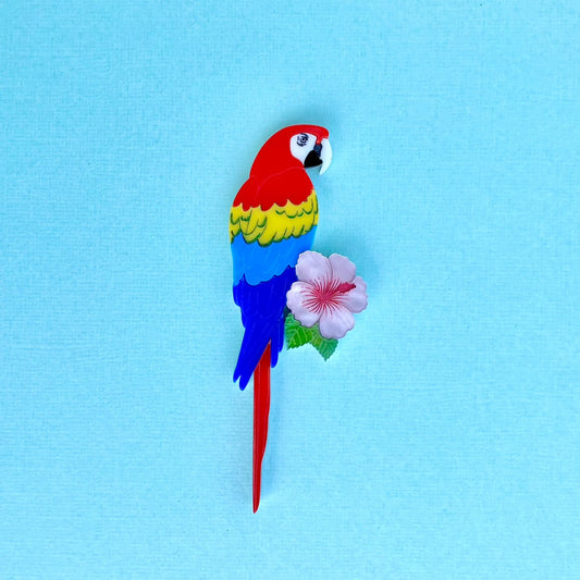 Sebastian the Scarlet Macaw Brooch