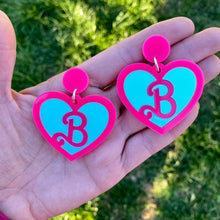 Load image into Gallery viewer, Barbie Heart &#39;B&#39; earrings and brooch
