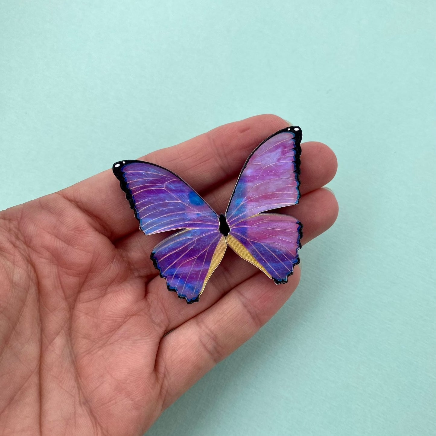 Miguel the Morpho Godarti Butterfly Brooch