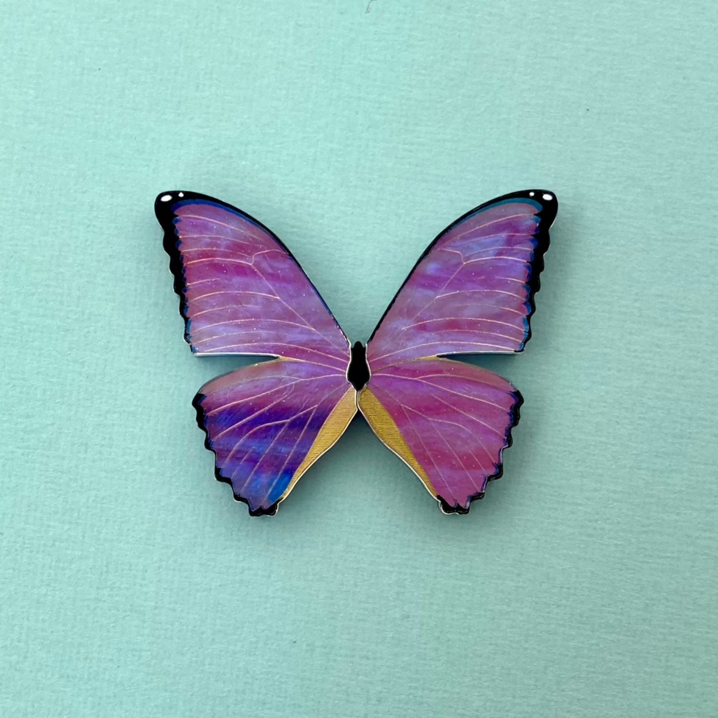Miguel the Morpho Godarti Butterfly Brooch