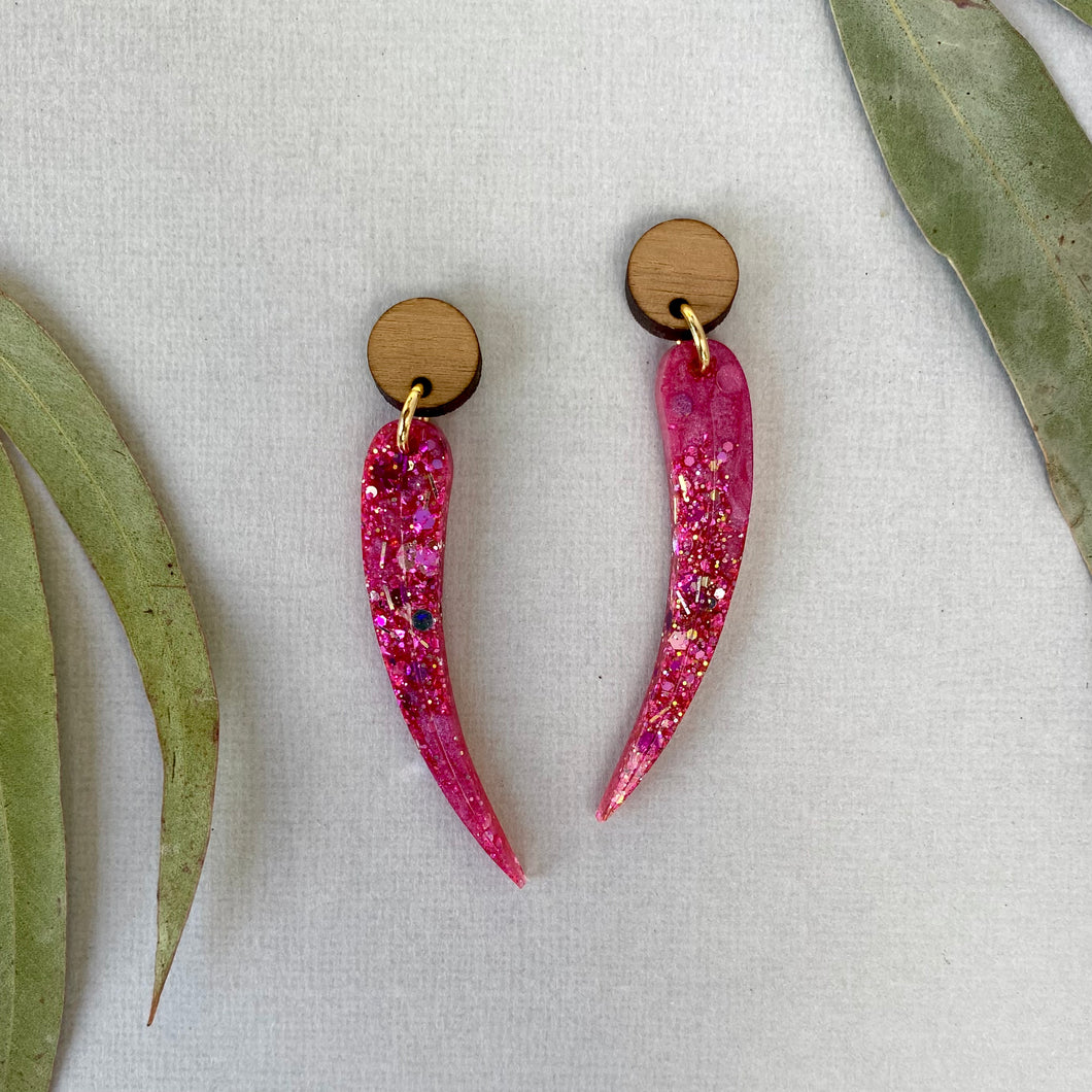Preorder Gum Leaf earrings - Pink