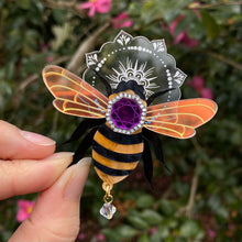 Load image into Gallery viewer, Preorder Mandala Gem Bee brooch
