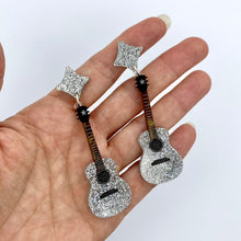 Load image into Gallery viewer, Glitter Guitar Earrings
