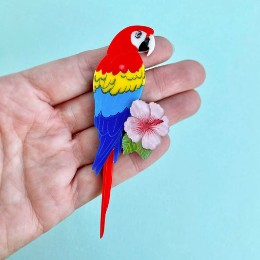 Sebastian the Scarlet Macaw Brooch
