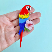 Load image into Gallery viewer, Sebastian the Scarlet Macaw Brooch
