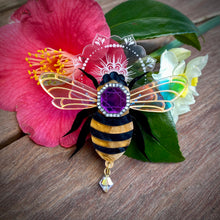 Load image into Gallery viewer, Preorder Mandala Gem Bee brooch

