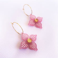 Load image into Gallery viewer, Flower Hoop earrings - Frosted Baby Pink
