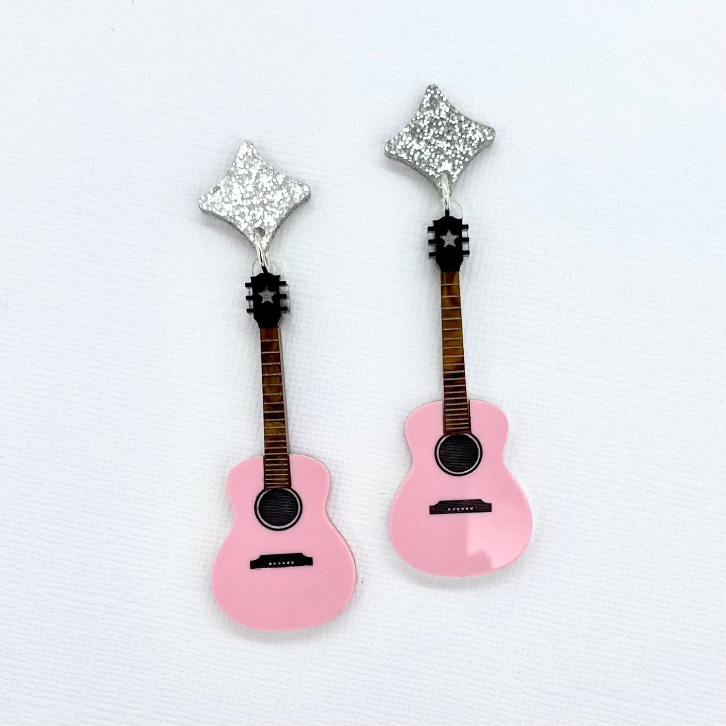 Guitar Earrings - Pink