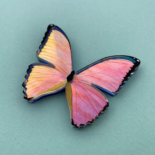 Miguel the Morpho Godarti Butterfly Brooch