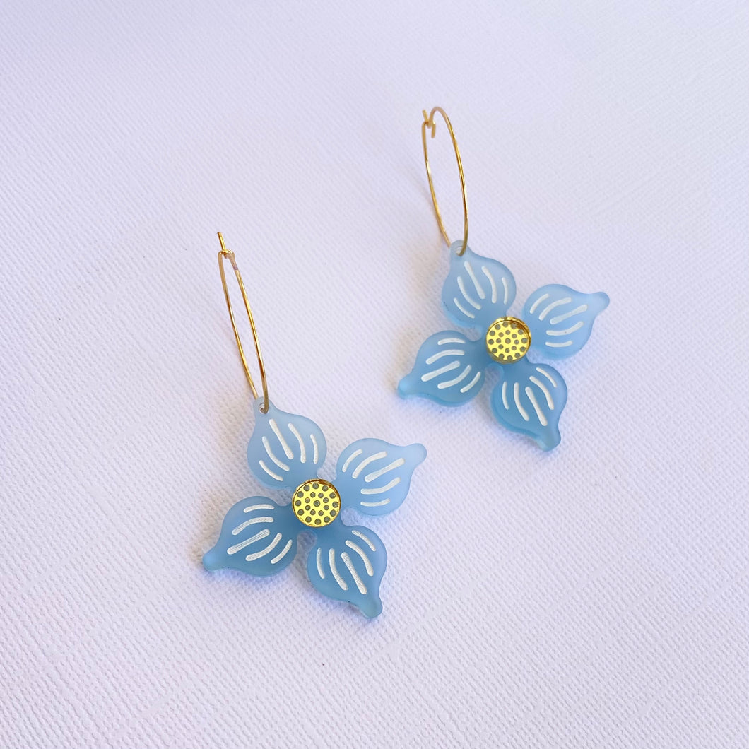 Flower Hoop earrings - Frosted Baby Blue