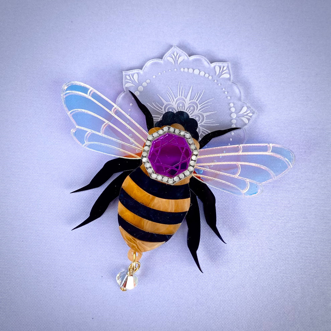 Preorder Mandala Gem Bee brooch