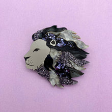 Load image into Gallery viewer, Cecil the Lion brooch - Monochrome
