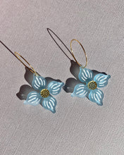 Load image into Gallery viewer, Flower Hoop earrings - Frosted Baby Blue
