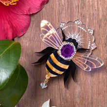 Load image into Gallery viewer, Preorder Mandala Gem Bee brooch
