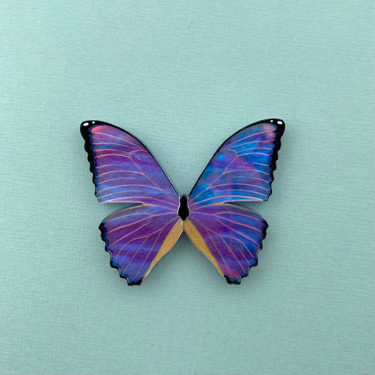 Miguel the Morpho Godarti Butterfly Brooch