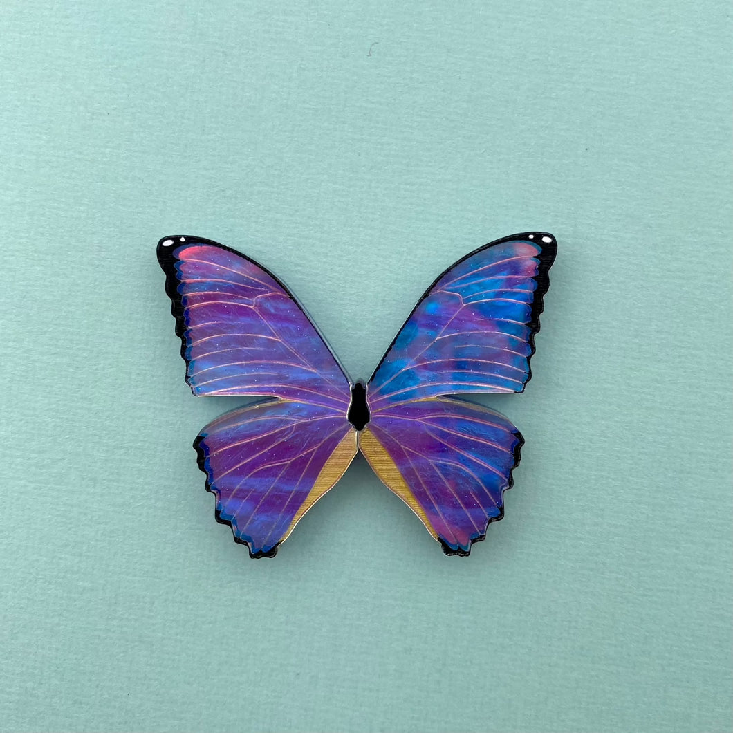 Miguel the Morpho Godarti Butterfly Brooch
