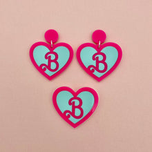Load image into Gallery viewer, Barbie Heart &#39;B&#39; earrings and brooch
