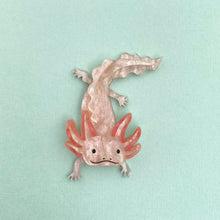 Load image into Gallery viewer, Antonio the Axolotl brooch (Leucistic)

