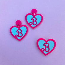 Load image into Gallery viewer, Barbie Heart &#39;B&#39; earrings and brooch
