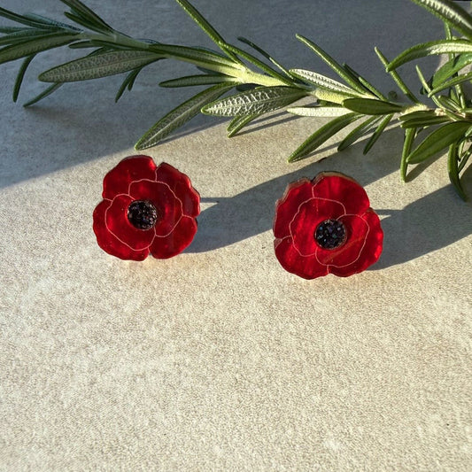Poppy Flower Stud Earrings