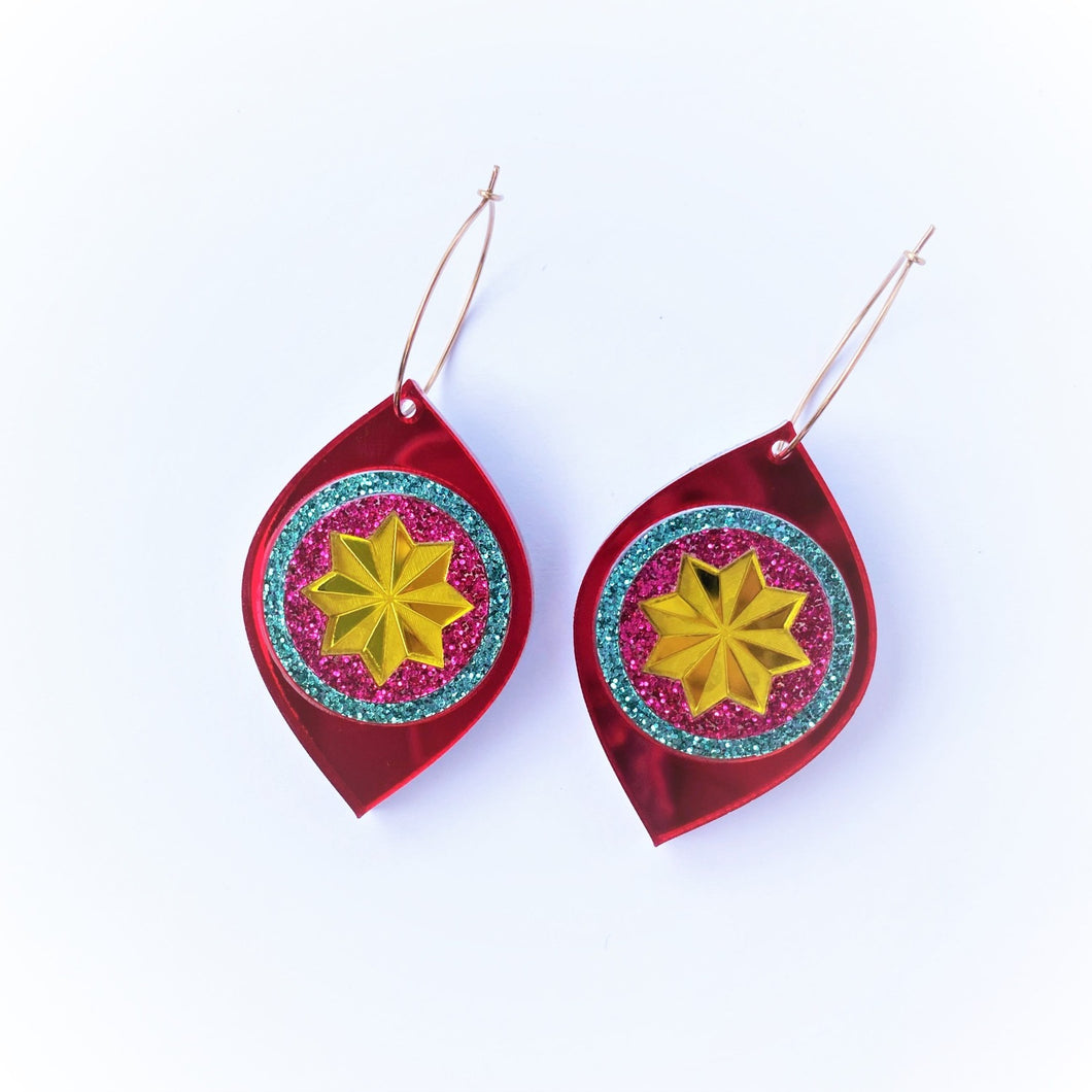 Kitschy Christmas Bauble earrings - Red
