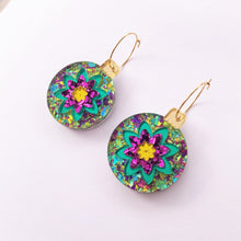 Load image into Gallery viewer, Glitter Bauble earrings - Green/Purple
