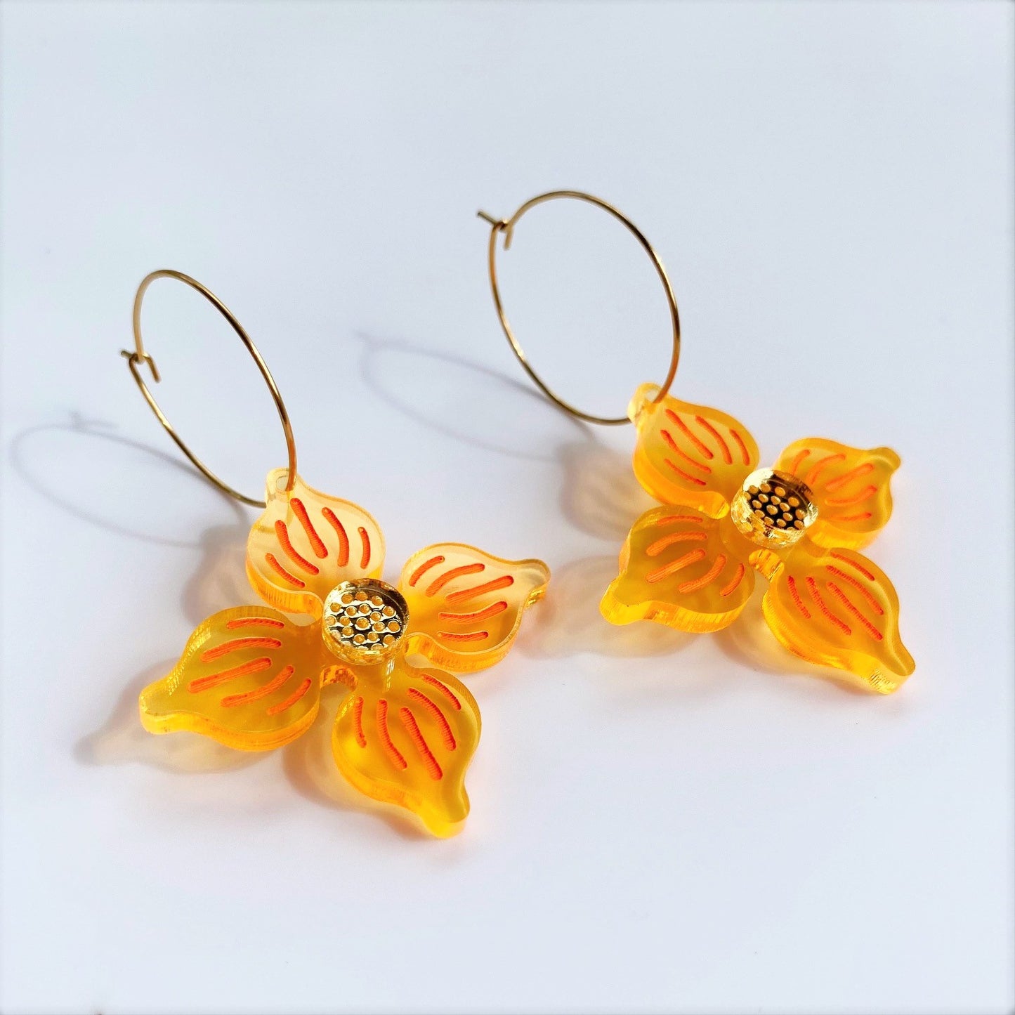 Flower Hoop earrings - Light Orange