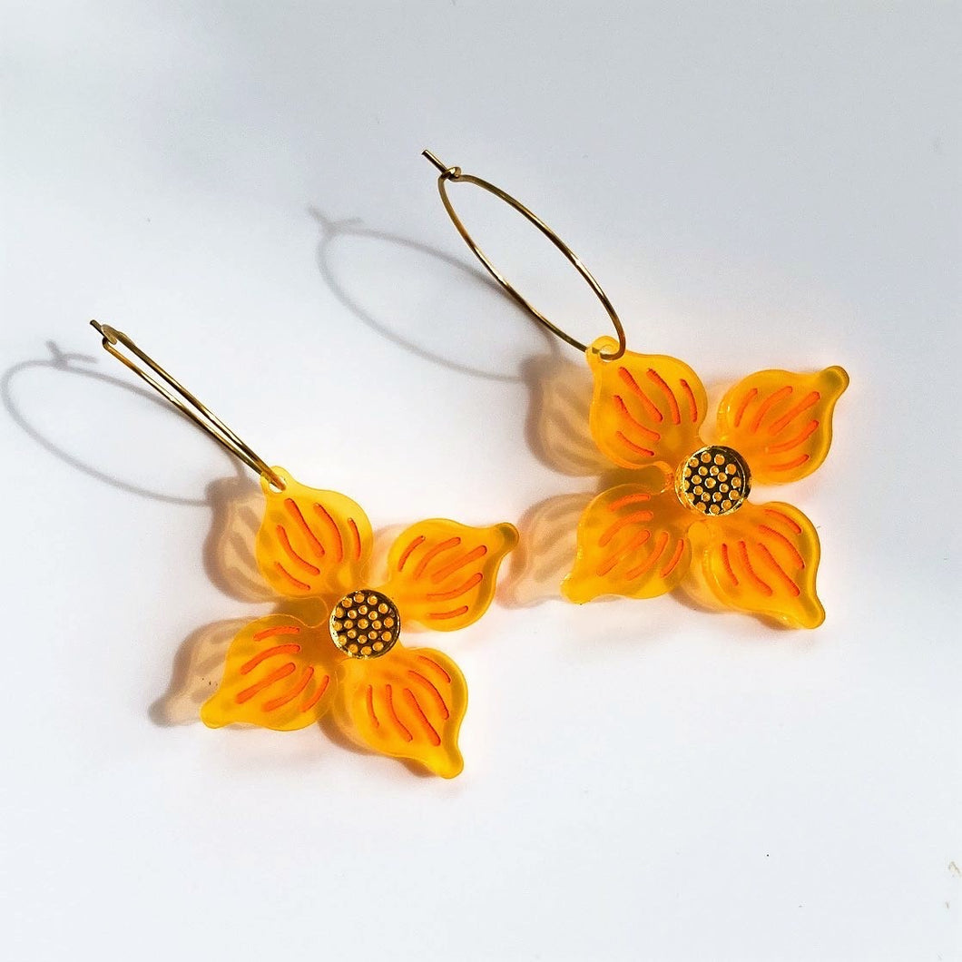 Flower Hoop earrings - Light Orange