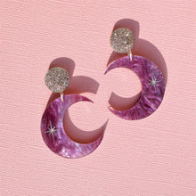 Load image into Gallery viewer, Crescent Moon earrings - Purple
